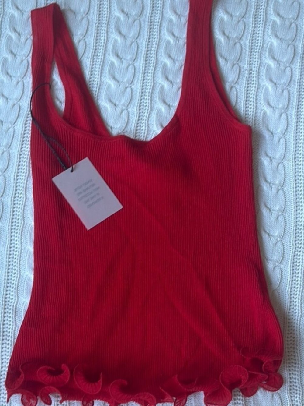 Red Fitted Ruffled Tank Top - Picture 1 of 1